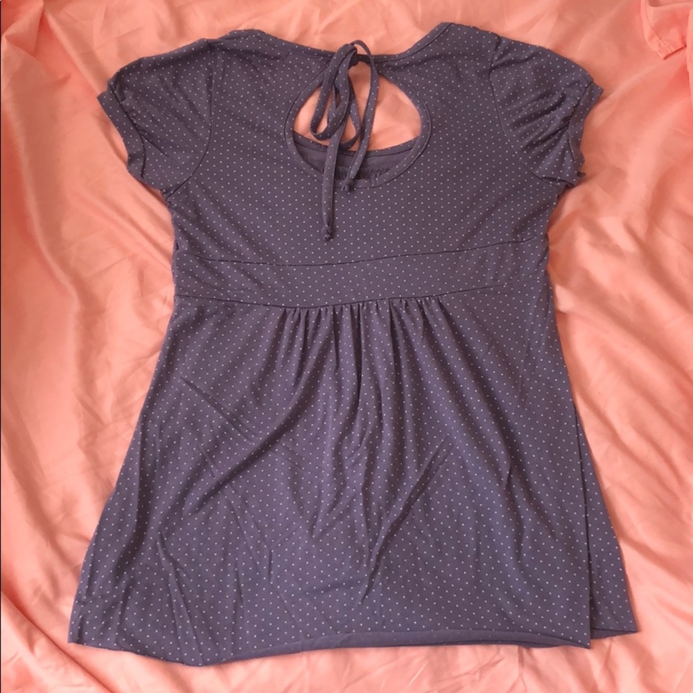 Purple w/ White Polka Dot Top, Size L - Picture 2 of 5